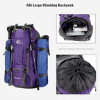Bseash 60L Waterproof Hiking Camping Backpack with Rain Cover, Large Outdoor Sport Travel Daypack Rucksack for Climbing
