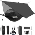 Sunyear Camping Hammock with Net - Double&Single Hammock with House-Like Net- Easy Setup & Pack, Lightweight & Portable, Perfect for Hiking, Backpacking, Outdoor Sleeping