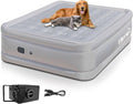 Air Mattress Queen with Built in Wireless Battery Pump, Blow Up Inflatable Mattress for Camping,Guest Air Bed, All Fabric, 21'' Grey Queen