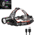 Headlamp Rechargeable LED Head Lamp, Super Bright Zoomable Head Light with Taillight and Night Vision Functions, Headlamps Adults Forehead Flashlight Headlight for Running, Camping, Hiking