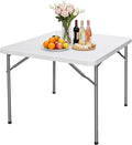 ZenStyle 3 ft Indoor Outdoor Heavy Duty Portable Plastic Folding Table, Square Card Desk Utility Table Game Table for Puzzles Crafting Picnic Camping Dining Party, White