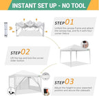 COBIZI 10x10 Pop Up Canopy Tent with 4 Sidewalls Party Tents Waterproof UPF 50+ Commercial Instant Outdoor Events Tent for Parties Markets Backyard, Ropes（10 x 10 ft White