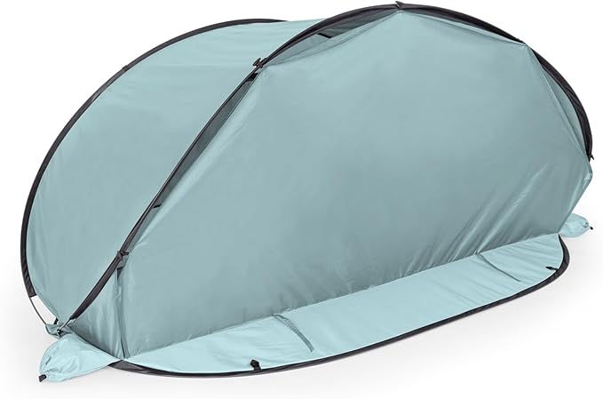 Picnic TIME Manta Portable Beach Tent, Fully-Assembled Pop Up Tent, Beach Shade and Sun Shelter, Instant Outdoor Shade with Carrying Bag for Outdoors and UPF50+ UV Protection, (Light Blue)