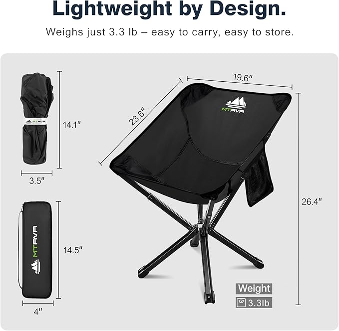 Lightweight Folding Camping Chair — Compact One-Piece Design, Quick Setup, Stable Aluminum Frame, Portable Chair for Travel, Hiking & Short Outdoor Breaks