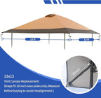 13x13 Canopy Replacement Top with Air Vent Silver Coated Fit for Coleman Oasis 1606532 2156426 2156428, Waterproof 300D Oxford for Outdoor Pop Up Canopy Tent Cover (Replacement Top Only)