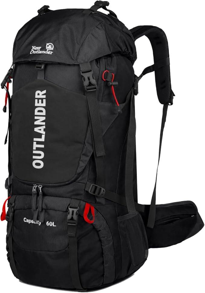 Hiking Backpack Camping Light Travel Backpack for Men Women with Shoe Compartment Rain Cover Can Hang Water Bag Green Blue Black Optional for Hiking Camping Traveling 60L Capacity