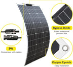 300W Flexible Solar Panels 3x100W 12V Monocrystalline Cell for Battery Charge Marine RV Trailer Boat Cabin Van Car Uneven Surfaces