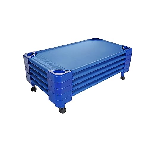 Pearington Stackable Standard Naptime Cot, Blue (Set of 5)