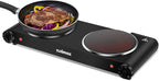 Cusimax Electric Stove, 1800W Infrared Hot Plate, 7 Inch Ceramic Glass Portable Double Burner Cooktop for Dorm Office Home Camp, Compatible w/All Cookware, Heat-up In Seconds-Upgraded Version