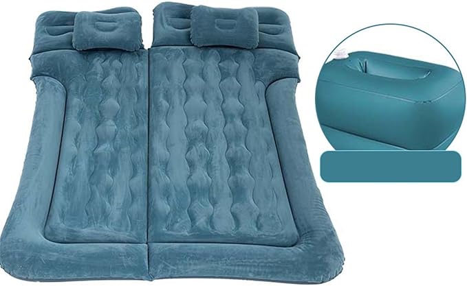 Car Air Mattress for Toyota Land Cruiser lc300 5, 2021 2022 2023 2024, Thickened Car Bed Mattress, Travel Sleeping Pad, Back Seat Bed Cushion with Air Pump 2 Pillows,Dark Green