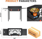 SKOK 2 Burners Portable Propane Stove with Wind Panel & Side Shelves,Portable Camping Stove with High Efficiency Propane Burner,Outdoor Stove for Camping, Backyard, Picnic