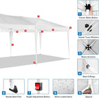 COBIZI Canopy 10x20 Pop Up Canopy Tent with 6 Sidewalls Easy Pop Up Tent 10x20 Waterproof Commercial Instant Shelter UPF 50+ Portable Gazebo Wedding Tents for Parties Carport Vender Events