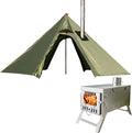 DANCHEL OUTDOOR Backpacking Hot Tent w/Stove Jack, Portable Tipi Tent with T6 Titanium Folding Wood Stove for 1-4 Person Winter Camping Hunting,3m/4m
