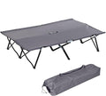 2 Person Folding Camping Cot for Adults, 50" Extra Wide Outdoor Portable Sleeping Cot with Carry Bag, Elevated Camping Bed, Beach Hiking, Grey