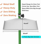 Metal Grow Tent Corner Shelf (1-Pack Big Size Version), Sturdy Pole Mount Shelf, Heavy-Duty Tent Pole Shelf, Easy to Install, Fit All Grow Tent Poles (16mm/19mm/22mm Included)