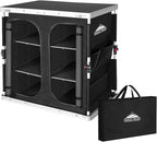 EAGLE PEAK Double Folding Camping Table with Storage Organizer and Side Pockets, Portable Outdoor Portable Camping Table for BBQ, Picnic and Tailgating, Carry Bag Included, Black