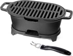 IronMaster Mini 100% Cast Iron Hibachi Grill, Tabletop Small Portable Charcoal Grill for Outdoor Camping, Japanese BBQ Grill Grate Surface 11" x 6.7" Ideal for 2 People