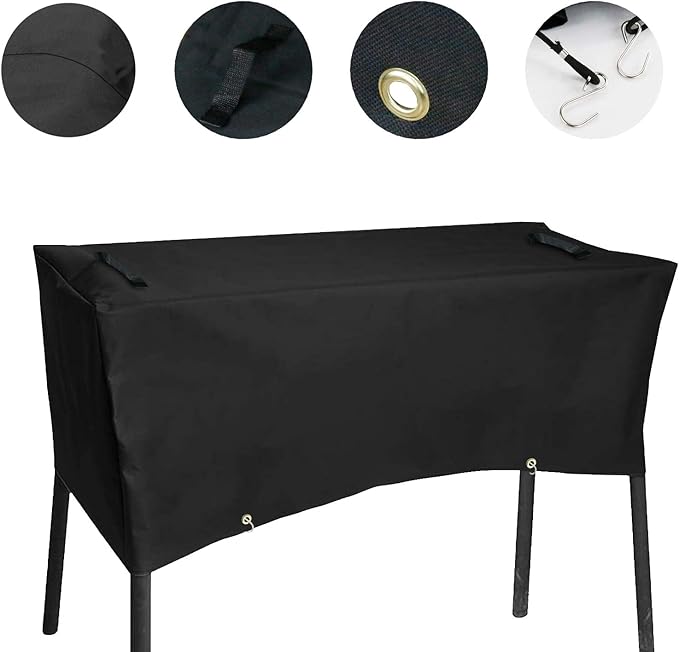 Grisun Patio Cover for Camp Chef 3 Burner Stoves, Waterproof Anti-Fade 3 Burner Stove Cover for PRO90, PRO90X, SPG90B, TB90LW, TB90LWG, TB90LWG15, DB90D, Handles for Easy Lifting, 600D Fabric, Black