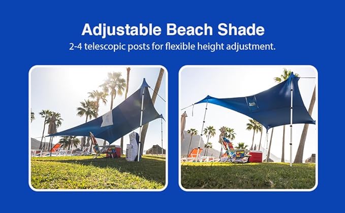 Beach Canopy Tent Sun Shade 9x8.5 FT – UPF50+ Portable Beach Tent Canopy with 2-Post Easy Setup, Lightweight Carry Bag – Camping, Picnic, Backyard & Travel Sun Shelter