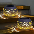 Solar Lanterns Outdoor Table Lights,2 Pack Waterproof Decor,Hollow Out Retro White Metal Patio Lights Gifts for Women Mom Yard Porch Garden Balcony Indoor Tabletop Decorations