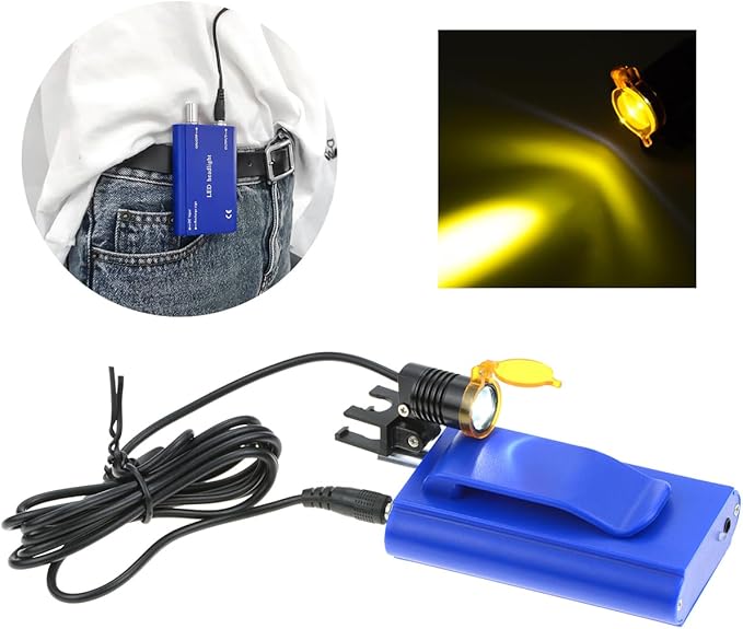 3W Portable Plastic Blet Clip Headlight,Headlamp for Binocular Loupe with Premium Bag (Blue), RA-004WGS