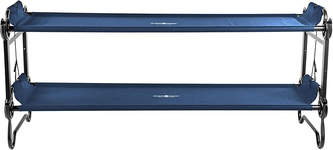 Disc-O-Bed Large Outdoor Convertible 2 Person Bench and Double Camping Cot Portable Bed Bunk System for Adults, Navy