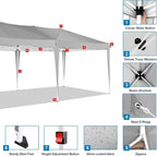 COBIZI 10x20 Pop Up Canopy Tent with 6 Sidewalls Party Tents Waterproof UPF 50+ Commercial Instant Outdoor Events Tent for Parties Markets Backyard, Ropes（10 x 20 ft Gray