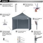 ABCCANOPY Ez Pop Up Canopy Tent with Sidewalls 10x10 Commercial -Series, Dark Gray