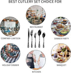 Silverware Flatware Cultery Set for 8 ，Unique Stainless Steel Cutlery Utensils Set with Steak Knives ，40 Pieces Tableware Set for Home Kitchen Restaurant Hotel,Dishwasher Safe Gold