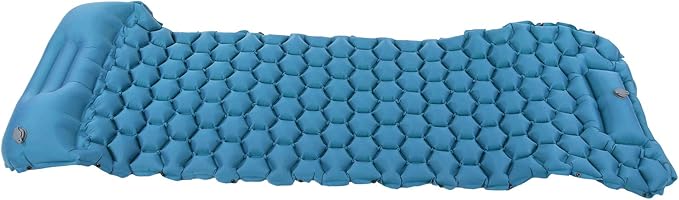 Camping Sleeping Pad Mat Foot Press Inflatable Cushion Mattress, Durably 40D Nylon TPU Laminate, Lightweight 700g, Compact Folding Size for Tent Hiking Travel (Peacock Blue)