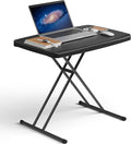Folding Table 30 Inch - Small Desk Adjustable Height TV Tray for Laptop, Couch, Camping - Heavy Duty Utility Foldable Table for Small Spaces, No Assembly Required, Snowy Granite (Black)