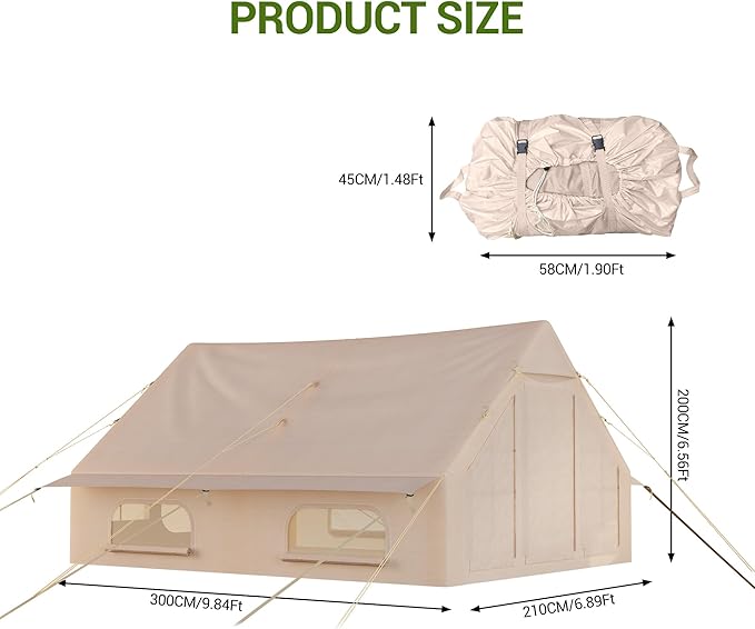 GAOMON Inflatable Camping Tent with Air Pump, 6-8 Person Large Blow Up Tent for Family or Group, Waterproof Oxford Fabric, Quick Setup Glamping Tent for Outdoor, All Seasons