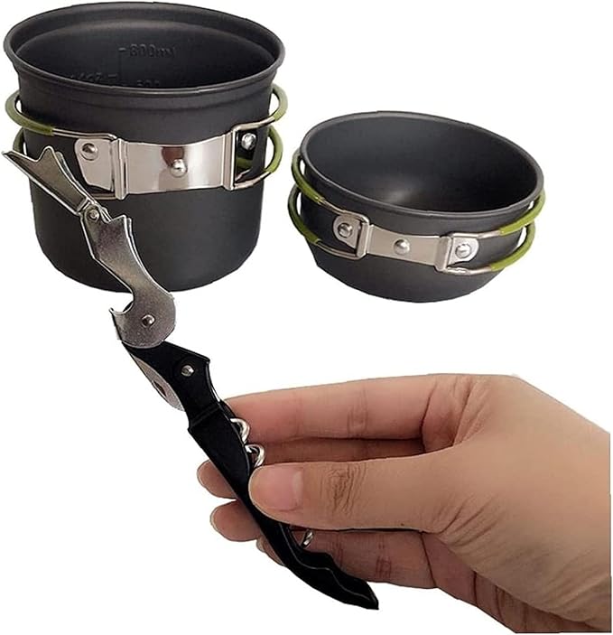 MDybf Camping Cookware Kit Camping Pot Outdoor Cooking Set Mountaineering Backpacking Tableware Utensils Kit Foldable for Travel Hiking Picnic