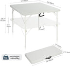 REDCAMP 34" Square Folding Card Tables with Collapsible Legs, Heavy Duty Portable Fold in Half Card Table with Resin Top for Puzzles Games Dining, Black Brown White