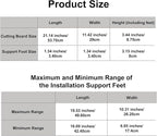 Bamboo Stovetop Cover&Countertop Cutting Board with Adjustable Legs, 21.14 x 11.42 inches Dual-purpose Chopping Board for Electric Stove Burner, Workspace Block Cover for RV Camping Camper Gas