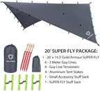 Gold Armour Rainfly Tarp Hammock, Premium 20ft x 14.3ft Rain Fly Cover, Waterproof Ultralight Camping Shelter Canopy, Must Have Camping Accessories Camping Essential (Gray)
