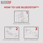 BleedStop™ First Aid Powder for Blood Clotting, Trauma Kit, Blood Thinner Patients, Camping Safety, and Survival Equipment for Moderate to Severe Bleeding Wounds or Nosebleeds (Double 4 Pack 15g)