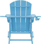 SERWALL Adirondack Chair with Cup Holders - Composite Adirondack Chairs Set of 8 HDPE Outdoor Chairs All Weather Use- Light Blue