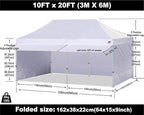 ABCCANOPY 10x20 Pop up Canopy Tent with Sidewalls - Easy up Canopies with Awning, Outdoor Tents for Parties, Market, Commercial Events, White