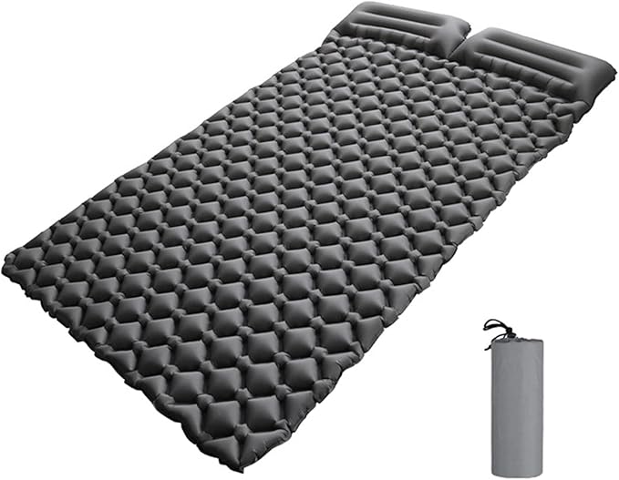 Lixada Inflatable Double Sleeping Pad with Pillow 2 Person Camping Air Mattress for Tent Outdoor Backpacking Traveling Hiking Picnic