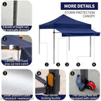 Pop up Canopy Tent with Awning Easy up Canopy with Wheel Bag Heavy Duty Waterproof Canopy Commercial Gazebo Tent for Outdoors Parties Vendors (Navy Blue)