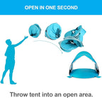 Wolfwise Pop up Beach Tent Sun Shelter with UPF50+ UV Protection, Instant Easy Setup Popup Beach Shade Canopy for 3 Person, Portable & Foldable with Carring Bag, 87 ×57×47 in, Blue