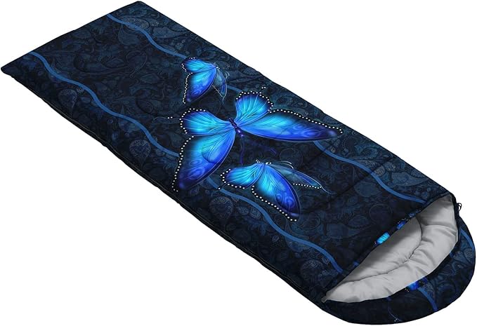 HOSIMA Butterfly Sleeping Bags for Adults and Kids for Camping,Black Gothic Ultralight Sleeping Bag for Cold Weather Summer.