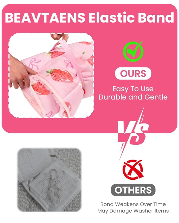 Toddler Nap Mat with Pillow and Minky Blanket, Large 55"x37" Sleeping Bag, Washable, Lightweight, Easy to Roll, Perfect for Preschool, Daycare, Kindergarten, Travel, Boys and Girl-Strawberry