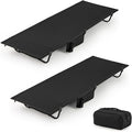 GYMAX Ultralight Camping Cot for Adults, Portable Folding Camping Bed w/Side Pocket, Carry Bag, Compact Sleeping Cot for Outdoor Backpacking Travel Hiking Home Beach, Supports 330 LBS (2)