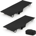 GYMAX Ultralight Camping Cot for Adults, Portable Folding Camping Bed w/Side Pocket, Carry Bag, Compact Sleeping Cot for Outdoor Backpacking Travel Hiking Home Beach, Supports 330 LBS (2)