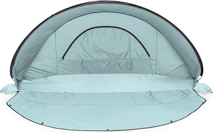 Picnic TIME Manta Portable Beach Tent, Fully-Assembled Pop Up Tent, Beach Shade and Sun Shelter, Instant Outdoor Shade with Carrying Bag for Outdoors and UPF50+ UV Protection, (Light Blue)