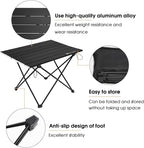 MOON LENCE Ultralight Folding Camping Table, Compact,Portable with Carry Bag, for Outdoor Cooking, Picnic, Camp, Boat, Travel (Black - M)