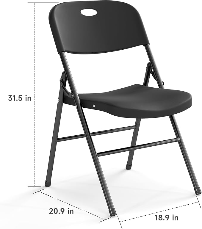 8 Pack Folding Chair, 800 Weight Limit Heavy Duty Plastic Folding Chair Portable Seating for Indoor Outdoor Events, Wedding, Party, Restaurant, Meeting Room Black
