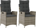 Reclining Patio Chairs 2 pcs with Cushions Gray Poly Rattan Porch Chairs Camping Chairs Patio Chairs Living Room Chairs for Dining Patio Bedroom Outdoor